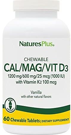 Nature's Plus - Cal/Mag/Vit D3 - Kauwtabletten - Vanille - 60 Stuks