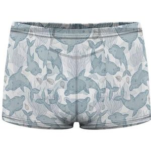 Zeepatroon met Dolfijnen Heren Boxer Slips Sexy Shorts Mesh Boxers Ondergoed Ademend Onderbroek Thong
