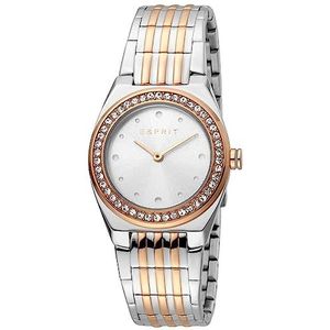 Esprit ES1L148M0095 quartz zilver en rosé - edelstaal bicolor band 5 ATM (douchen)