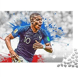 Kylian Mbappé legpuzzels voor volwassenen, moeilijke, harde legpuzzels voor vrouwen en mannen, premium hout, nauwkeurige voetbal, Kerstmis, muurkunst geschenken, 300 stuks (40 x 28 cm)