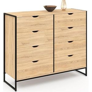 IDMarket - Commode met 8 laden, Detroit, 115 cm, industrieel design