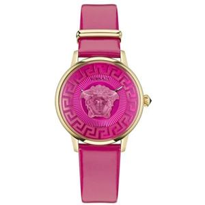 Versace Medusa Alchemy Collection Luxe dameshorloge uurwerk met een roze band met een IP geelgouden kast en roze wijzerplaat, IP Geel Goud, OS, Versace | Medusa Alchemie