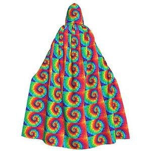 WURTON Tie Dye Regenboog Print Hooded Mantel Lang Voor Carnaval Cosplay Kostuums, Carnaval Fancy Dress Cosplay, 185 cm