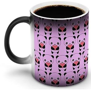 Roze Panda Leuke Grafische Koffiekop met Mok van de Handvat Hete Veranderende Ceramische