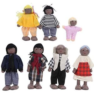 Familie poppen, houten poppen speelgoedset miniatuur babypoppenhuis accessoire kinderen vroeg educatief speelgoed poppen ornamenten(#4)