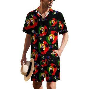 Portugal Voetbal Heren Hawaiiaanse pak Set 2-delig Beach Outfit Korte Mouw Shirt En Shorts Bijpassende Set