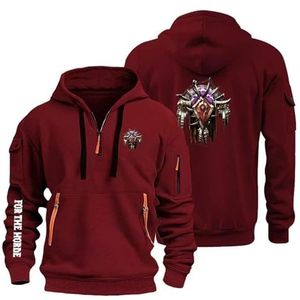 AHYAOFA Heren Gezellige Hoodie Sweatshirt voor The H.or.d.e Jumpers Tops Hoody Sport Uitloper Lange Mouw Hooded Jassen Half Zip Jassen, Rood-1, 18-20