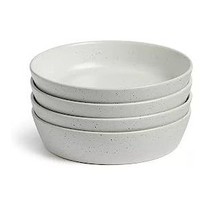 Addison 4-delige steengoed pastakom perfect voor gelegenheden en dinerfeestjes Minimaal servies gaat nooit uit de mode - wit