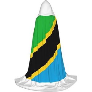 HJLUUFT Tanzania Vlag print Hooded Mantel Renaissance Hooded Cape voor Vrouwen Mannen, Middeleeuwse Ridder Outfit Gothic Unisex