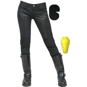 HOMDECR Motorjeans voor dames, waterdichte denim bikerbroek, waterdichte bescherming, fietsen, motorbroek, stretch, biker jeans met 4 beschermende (XL)