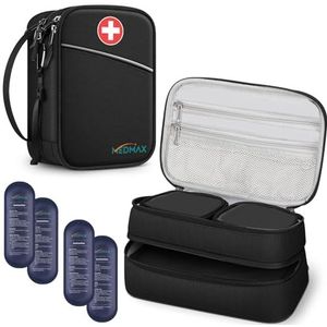 MEDMAX - Insuline Koeltas - Zwart - Met 4 Koelaccu's - Grote Capaciteit - Draagtas voor Diabetesbenodigdheden