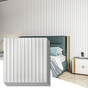 Art3d Wandpanelen 3D-groeven paneel kunststof panelen PVC (wit)