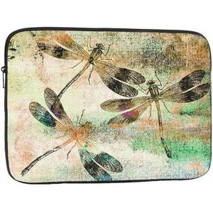 Libelle libellen vintage Laptop Sleeve Case Waterdicht Schokbestendig Notebook Case Cover Mode Aktetas Tas Lichtgewicht Computer Tas voor Vrouwen Mannen 12 inch