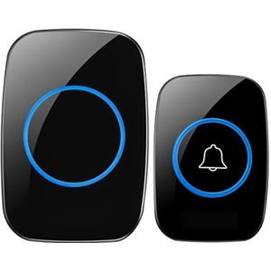 Waterdichte draadloze deurbelset, 300 m draadloos bereik huisdeurbel met 60 melodieën, 5 volumeniveaus en led-display, zwart