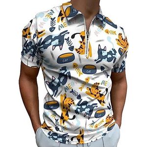 Kat en visgraat poloshirt voor heren, casual T-shirts met ritssluiting en kraag, golftops, slim fit
