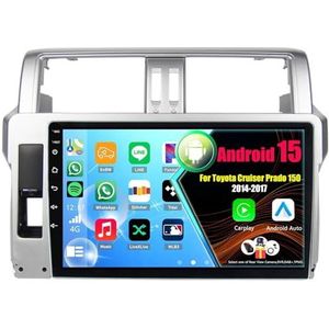 Android 15 2 Din Autoradio 9in Auto Stereo voor Toyota Cruiser Prado 150 2014-2017 met Draadloze Carplay Android Auto Bluetooth GPS Navigatie(8Core(4+64GB))
