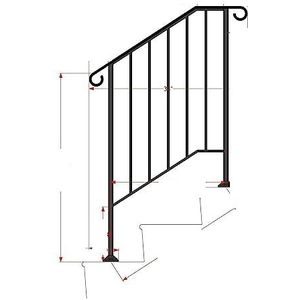 Leuning Picket #1/2/3/4/5 Past 1 Tot 5 Stappen Wit Zwart Smeedijzeren Trap Leuning Met Installatie Kit Rails Outdoor Elektrisch, tuin- en handgereedschap(Black 2-Step)