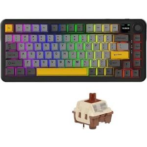 QPSJXN TRI-Mode Wireless Bluetooth mechanisch toetsenbord 75 aanpasbare afdichting gaming-toetsenbord met zijdelings gesneden design (Flagship A)