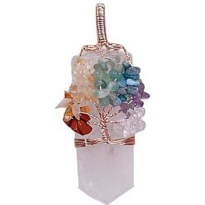Kleurrijke levensboom handopgewonden hanger kettingsieraden (Color : White crystal)