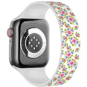 Solo Loop band compatibel met alle series Apple Watch 38/40/41mm (Elegance Floral Rose Lily Camellia Sunflower 2) rekbare siliconen band band accessoire, Siliconen, Geen edelsteen