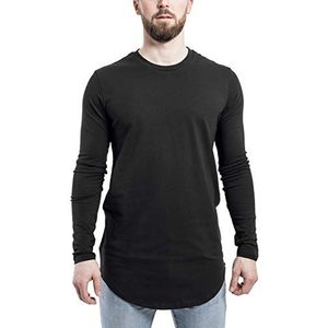 Blackskies Side Zip T-shirt met lange mouwen | lange oversize mode basic longsleeve heren longshirt long tee met ritssluiting - diverse kleuren, zwart, M