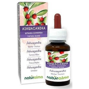 Ashwaganda of Indiase ginseng (Withania somnifera) wortels Alcoholvrije moedertinctuur Naturalma - Vloeibaar extract druppels 60 ml - Voedingssupplement - Veganistisch