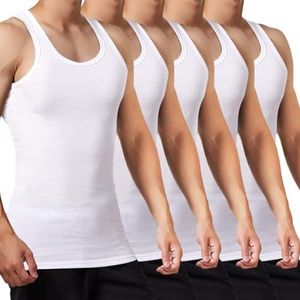 FALARY Onderhemd Heren Tanktop 5-pack Gekamd Fijn Gib Katoen Andere Kleuren Alle Maten Wit S