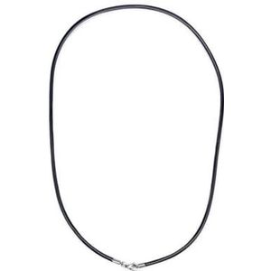 45/50/55/60cm Zwart Rubber Lederen Ketting Ketting Voor Vrouwen Mannen Handgemaakte Gevlochten Touw Roestvrij Stalen Sluiting nek Hanger Ketting-2.5mm-45cm