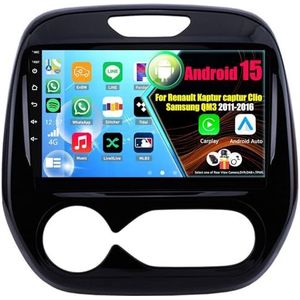 Android 15 2 Din Autoradio 9in Auto Stereo voor Renault Kaptur captur Clio Samsung QM3 2011-2016 met Draadloze Carplay Android Auto Bluetooth GPS Navigatie(8Core(4+64GB))