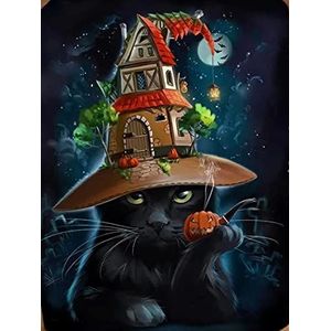 Zwarte kat in heksenhoed stimulerende 500 stukjes houten puzzel Home Games Decompressie Jigsaw Puzzle Moeilijk leuk Legpuzzel Volwassenen Educatieve spellen