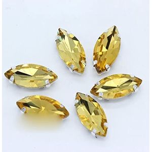 24 kleuren marquise vorm naai strass met zilveren klauw knop paard oog juwelen 4-gaten voor het naaien van kleding-goud, 6x12mm 20 stks