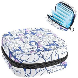 Maandverband Opbergtas,Draagbare maandverband Opbergzak,Mensen, Meerkleurig, 4.7x6.6x6.6 in/12x17x17 cm