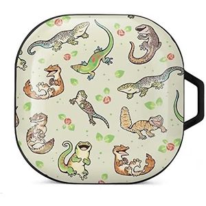 Spring Geckos Oordopjes Hoesje Compatibel met Samsung Hard Shell Beschermhoes Zwart-Stijl
