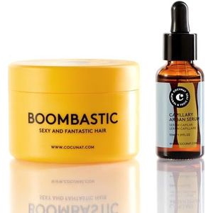 COCUNAT - Boombastic + Hair Serum - Nourishing Mask - Argan Serum - For Dry, Damaged or Damaged Hair - Anti-Frizz - Silicone-Free - Curly Method - 200ml + 30ml