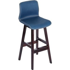 Barkruk, Moderne Eenvoudige Barstoel, Bruine Massief Houten Frame Barkruk, Gebogen Rugleuning, Geschikt For Keuken, Lounge, Bar, Kantoor, Enz (Color : Royal Blue, Size : Sitting Height-72cm)