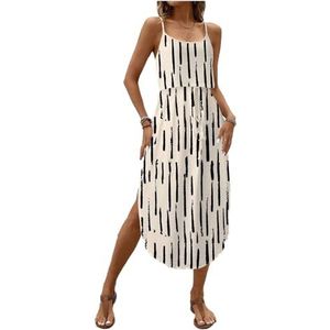 yk8fass Halterjurk met print voor dames pb-0674, Wit Zwart, S