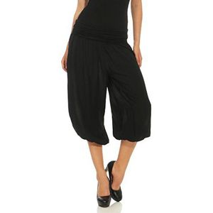 malito dames pofbroek kort in effen kleuren | Harembroek om te dansen | Aladdinbroek om te chillen - Vrijetijdsbroek 1483 (zwart)