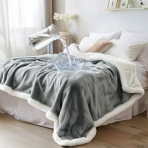 Bedding Aid Waterdichte deken met sherpa-fleece, dubbelzijdig, vuilafstotend en vochtige bescherming, perfect voor privacy en liefdesnachten (fluweelgrijs/wolkenwit, super kingsize, 228,6 x