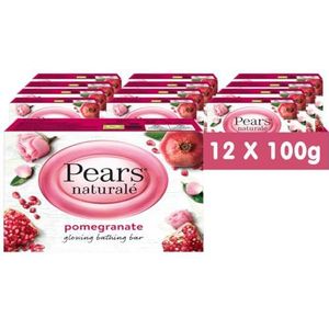 Pears Naturalé Granaatappel Zeepbar Met Pure Glycerine, Milde Reiniger Voor Dagelijks Gebruik - Voor Gezicht, Lichaam En Handen - 100 g, 12-Pack
