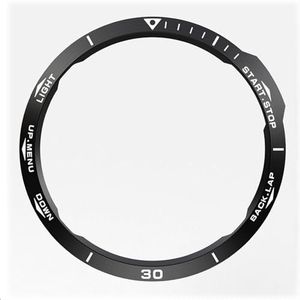 GIOPUEY Roestvrij stalen ring voor Garmin Fenix 6, Bezel Styling Ring Adhesive Cover Bescherming Anti-krassen en botsingen - B-black