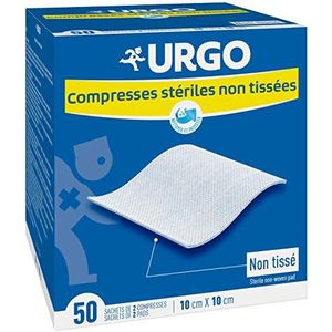 Urgo - Steriele compressen - vlies - doos met 50 zakken met 2 compressen - 10 cm x 10 cm