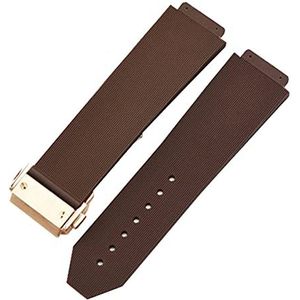 Bekijk armband compatibel met Hublot Big Bang Classic Fusion Vouwen gesp siliconen rubberen horlogeband horloge accessoires horlogeband ketting (Color : Brown-RoseGold Clasp, Size : 28mm)