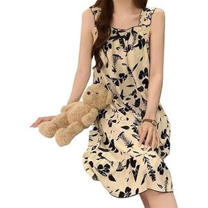 Nachthemd in neutrale tinten, veelzijdige loungewear for dames, mouwloos nachthemd, zachte stretch nachtkleding, ontspannende jurk for thuis, ademende pyjama for yoga, lezen, comfort for het hele seiz