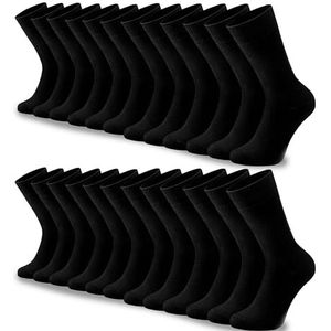 HELDENWERK 12 paar sokken voor dames en heren, katoenen sokken, herensokken, zwart, ademend en zonder drukkende naad, zakelijke sokken, kousen, zwart, 39-42 EU