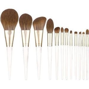 MQPALZKD 12 stuks witte make-upborstels set, sneldrogende borstelharen, superzachte losse poederblushborstels