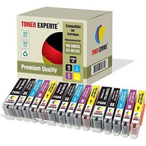 TONER EXPERTE® Set van 15 Inktpatronen Compatibel met PGI-580XXL CLI-581XXL PGI-580 CLI-581 XXL voor Pixma TS6150 TS6151 TS6250 TS6351 TS705 TR7550 TS8150 TS8151 TS8152 TS8250 TS8351 TS8352 TR8550 TS9150 TS9155