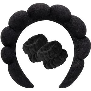 DRESHOW Spa Hoofdband voor Wassen Gezicht Polsband Pak Spons Zachte Badstof Make-up Huidverzorging Anti-slip Hoofdband voor Vrouwen