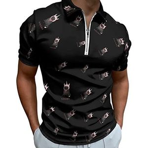 Pugicorn Poloshirts met halve rits voor mannen, slim fit, korte mouwen, sneldrogend, golftops, T-shirts, XS