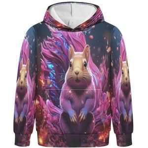 KAAVIYO Paarse Ster Eekhoorn Hoodies Atletische Hoodies Leuke 3D Print Sweatshirts voor Meisjes Jongens, Patroon, L