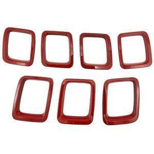Voor Jeep Voor Compass Voor MP 2017-2020 Exterieuraccessoires 7-delige Autogrille ABS Frontgrille-afdekking Frame Trims Kit Racing Grille(Red)